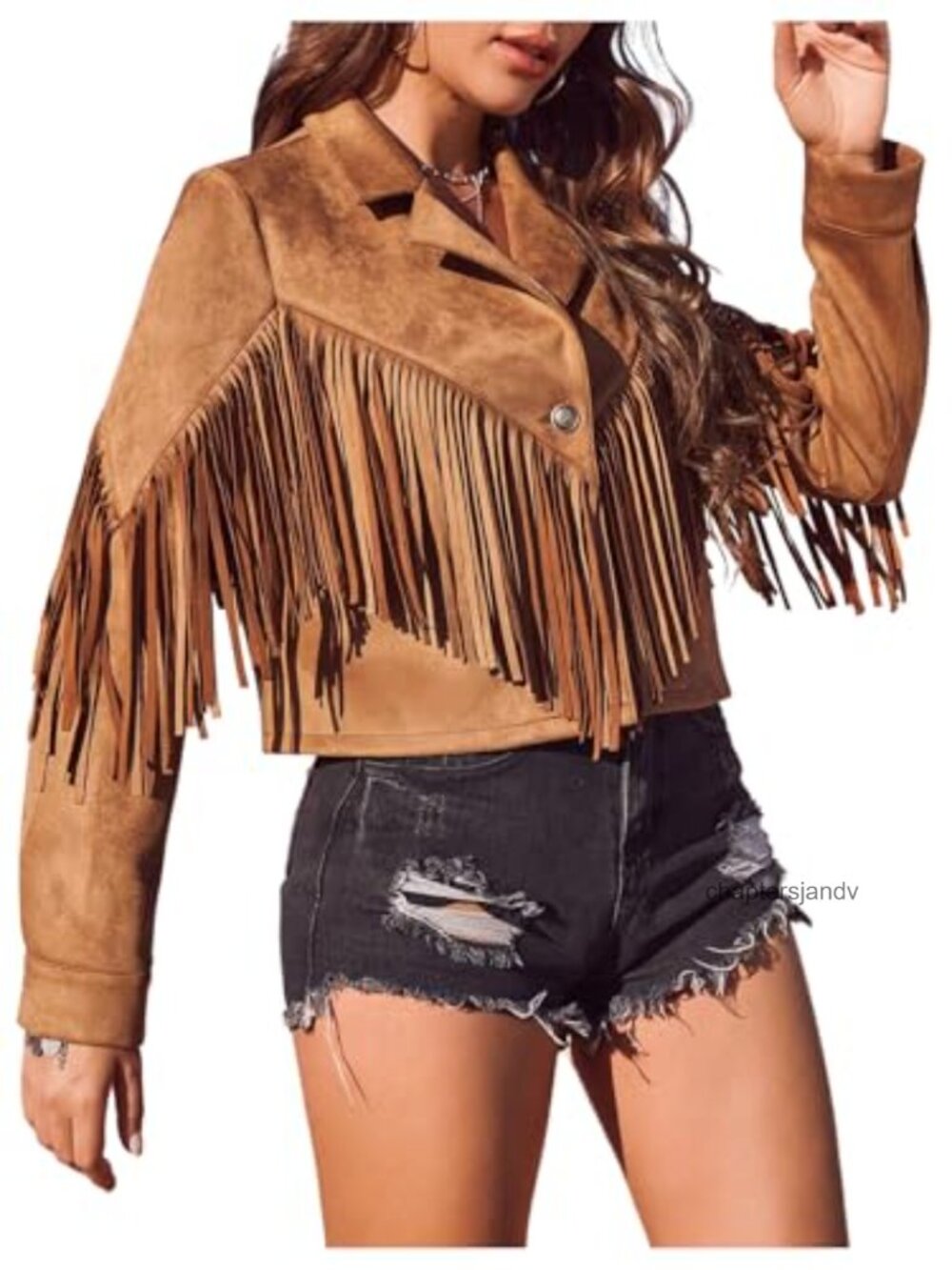 Faux Suede Fringe Open Front Western Jacket Long Sleeve Casual Outerwear